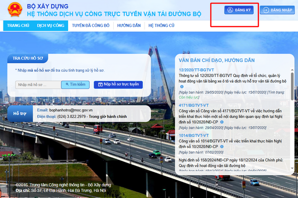 HƯỚNG DẪN THỦ TỤC CẤP PHÙ HIỆU TRÊN HỆ THỐNG DỊCH VỤ CÔNG TRỰC TUYẾN VẬN TẢI ĐƯỜNG BỘ
