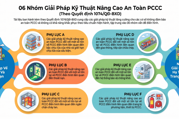 BỘ XÂY DỰNG BAN HÀNH CÁC GIẢI PHÁP KỸ THUẬT NÂNG CAO AN TOÀN PHÒNG CHÁY, CHỮA CHÁY CHO CÁC CƠ SỞ, CÔNG TRÌNH KHÔNG ĐẢM BẢO YÊU CẦU VỀ PHÒNG CHÁY CHỮA CHÁY VÀ KHÔNG CÓ KHẢ NĂNG KHẮC PHỤC THEO CÁC QUY CHUẨN TẠI THỜI ĐIỂM ĐƯA VÀO VẬN HÀNH TRƯỚC NGÀY LUẬT PHÒNG CHÁY, CHỮA CHÁY CÓ HIỆU LỰC THI HÀNH